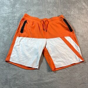 Nike Shorts Men's Orange White Tech Fleece Training Gym Casual‎ Drawstring